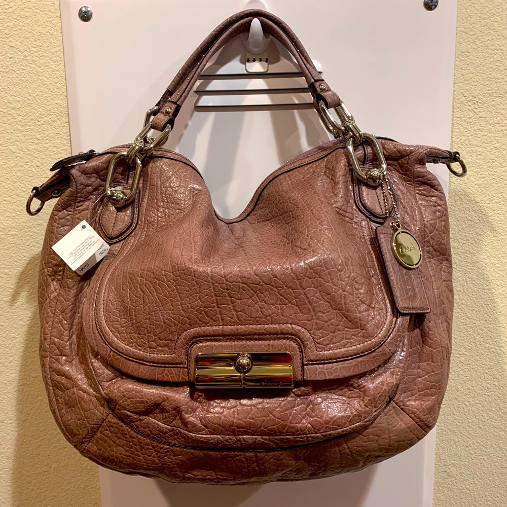 Coach Kristin Elevated Leather Bag Mauve Pink